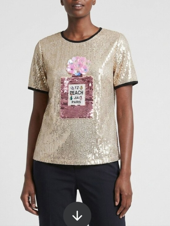 Pastels Clothing Tops - Vintage 80's Sequin Gold Top By Pastel Embellished Perfume Bottle Size S